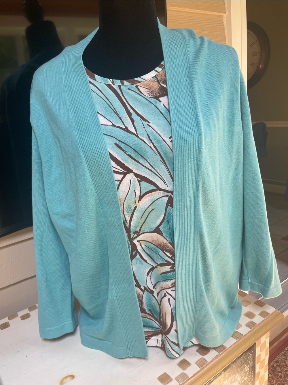 Alfred Dunner Teal Twinset Cardigan & Top